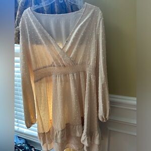 Long Sleeve V Neck Ruffled Tiered Midi Dress size XL